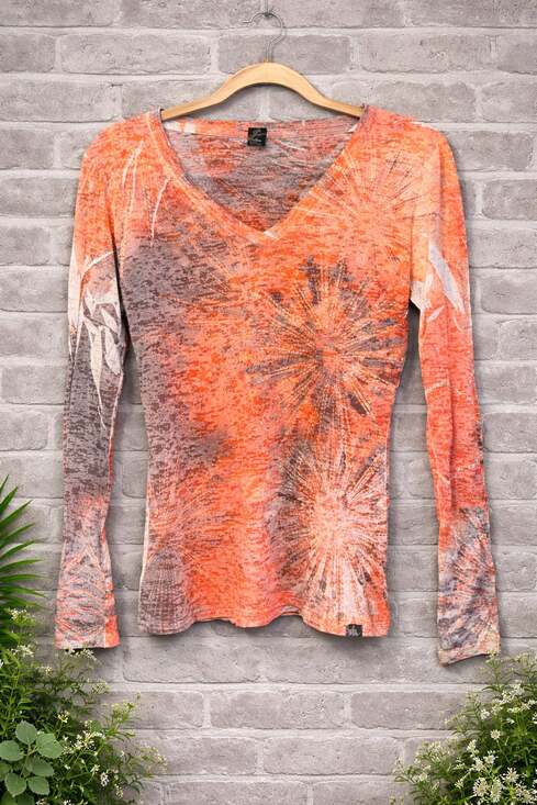 prAna Tops - Vintage prAna Y2K Boho Sheer Burnout V-Neck Long Sleeve Top